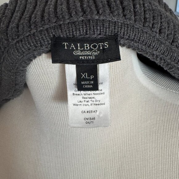 TALBOTS Cardigan Grey Cable Knit Sweater Petites Size XLp - Picture 4 of 5